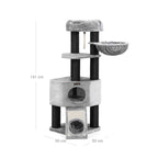 Kratzerpost - dicke Beiträge - mit Hängematte - 141 cm - grau