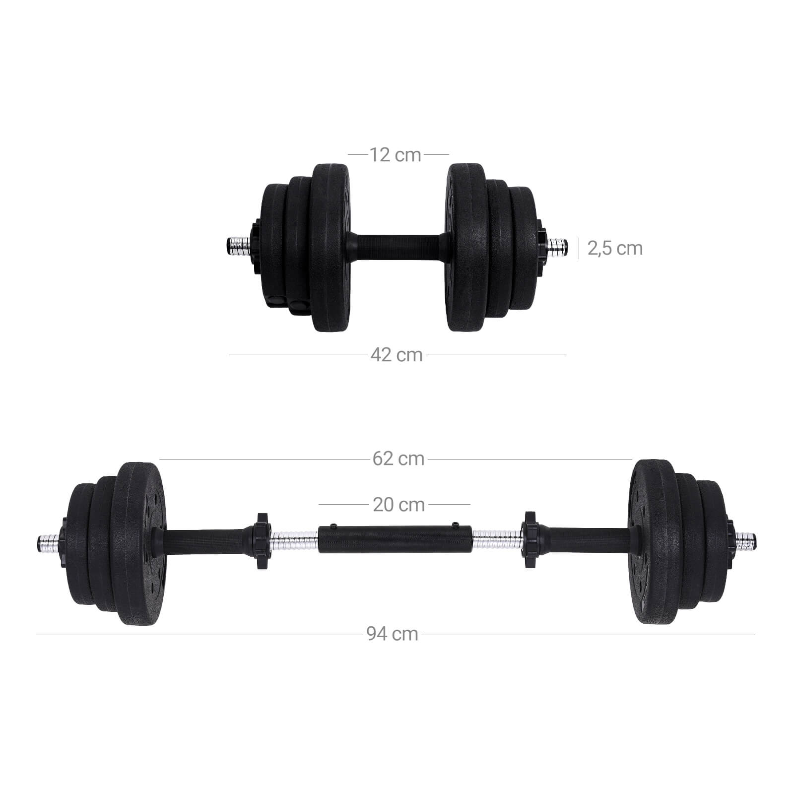 Halkerset - Verstellbare Hanteln - 20 kg / 30 kg - Kunststoff mit Stahlrohr