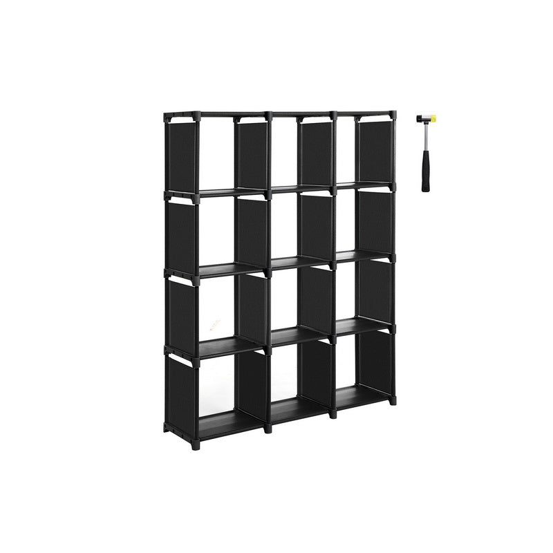 Würfelschrank - Bücherregal mit 12 Würfel - 105 x 30 x 140 cm - Schwarz