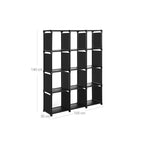 Würfelschrank - Bücherregal mit 12 Würfel - 105 x 30 x 140 cm - Schwarz