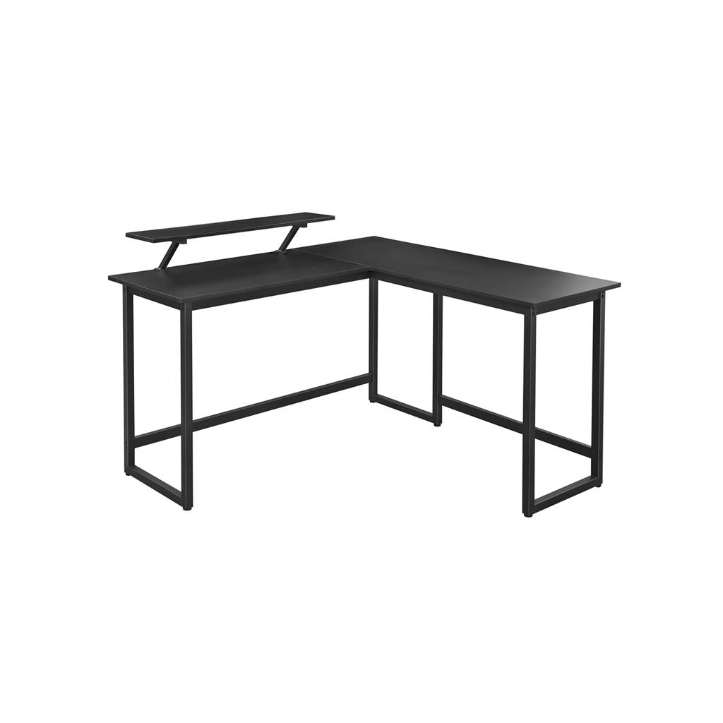 Eckagentur - l -verdrängter Schreibtisch - mit Monitorhalterung - 140 x 130 x 76 cm - Schwarz