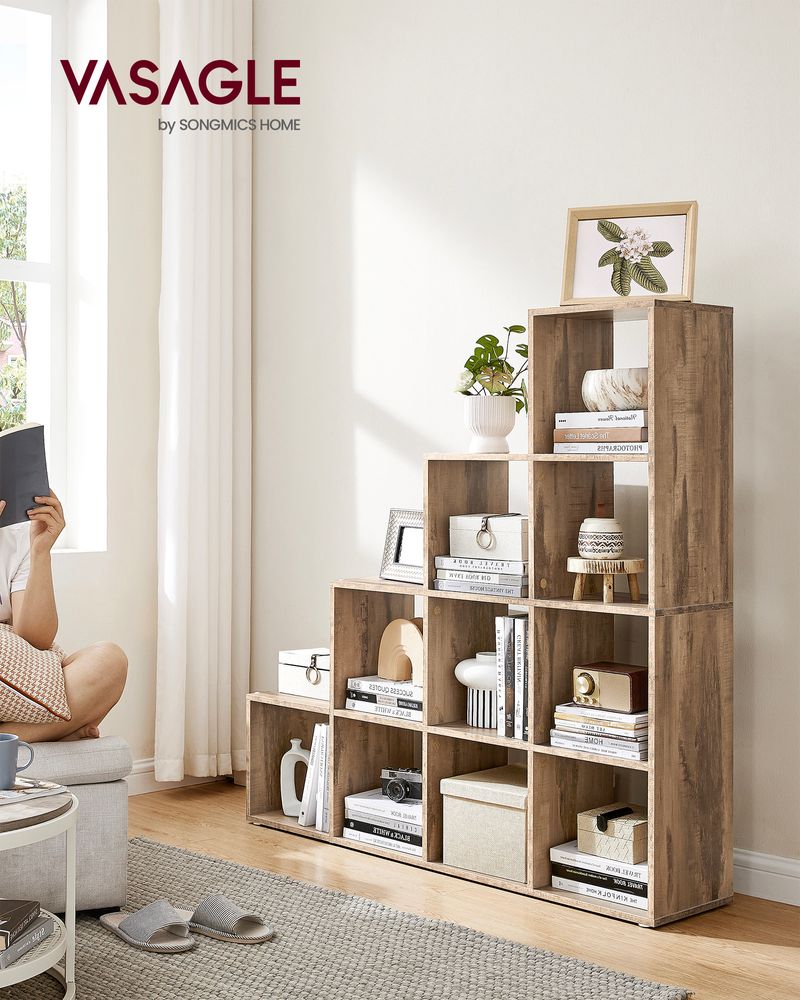 Bücherregal - Abtastschrank - mit 10 Fächern - aus Holz hergestellt - Brown