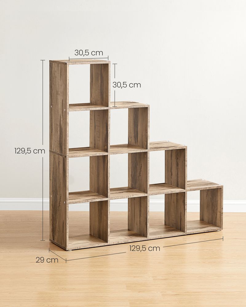 Bücherregal - Abtastschrank - mit 10 Fächern - aus Holz hergestellt - Brown