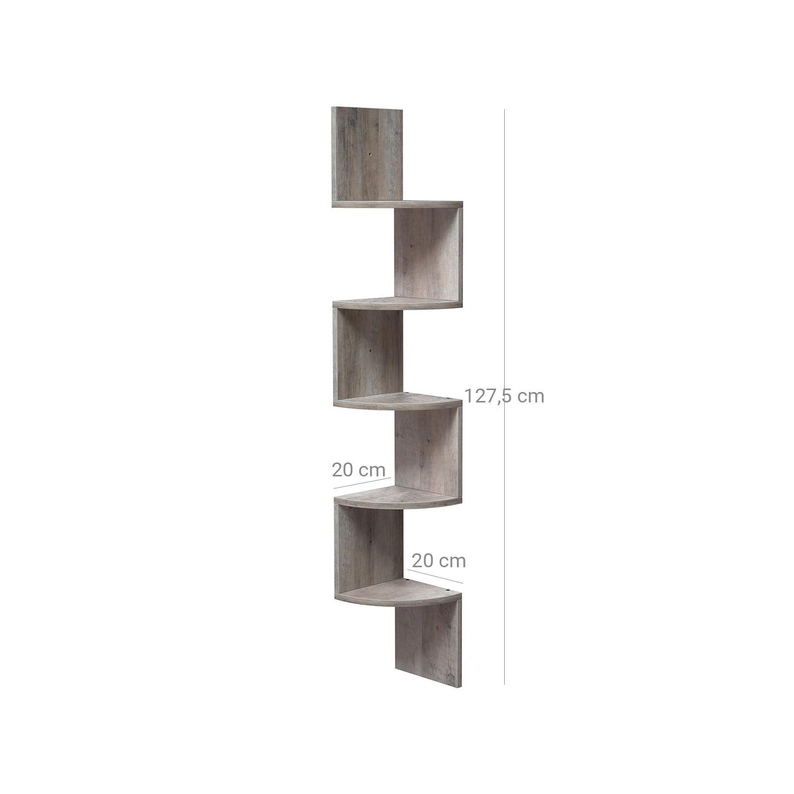 Eckbrett - Wandregal mit 5 Level - Grau