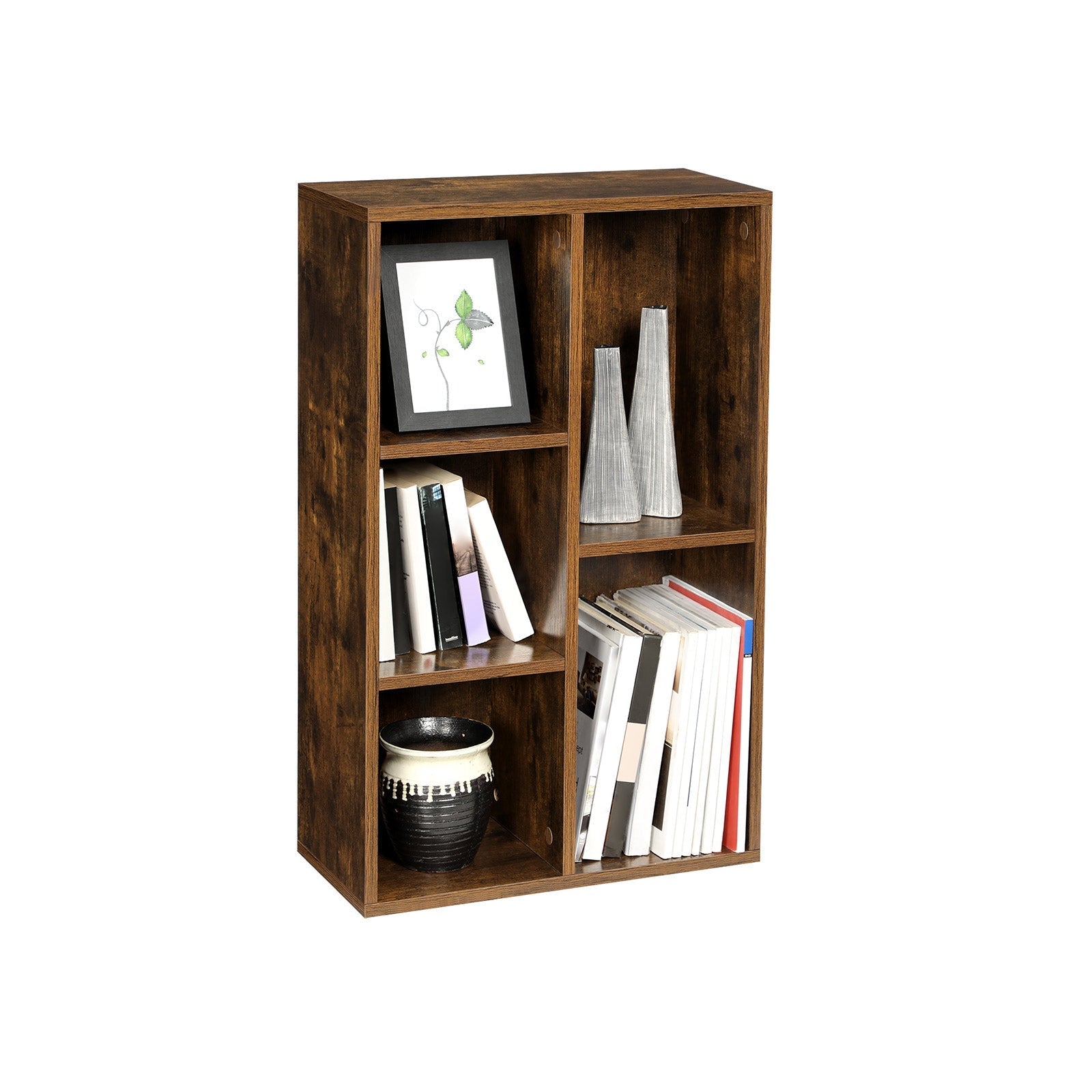 Bücherregal - Standing Bookshelf - 5 Fächer - Wohnzimmerschrank - Brown