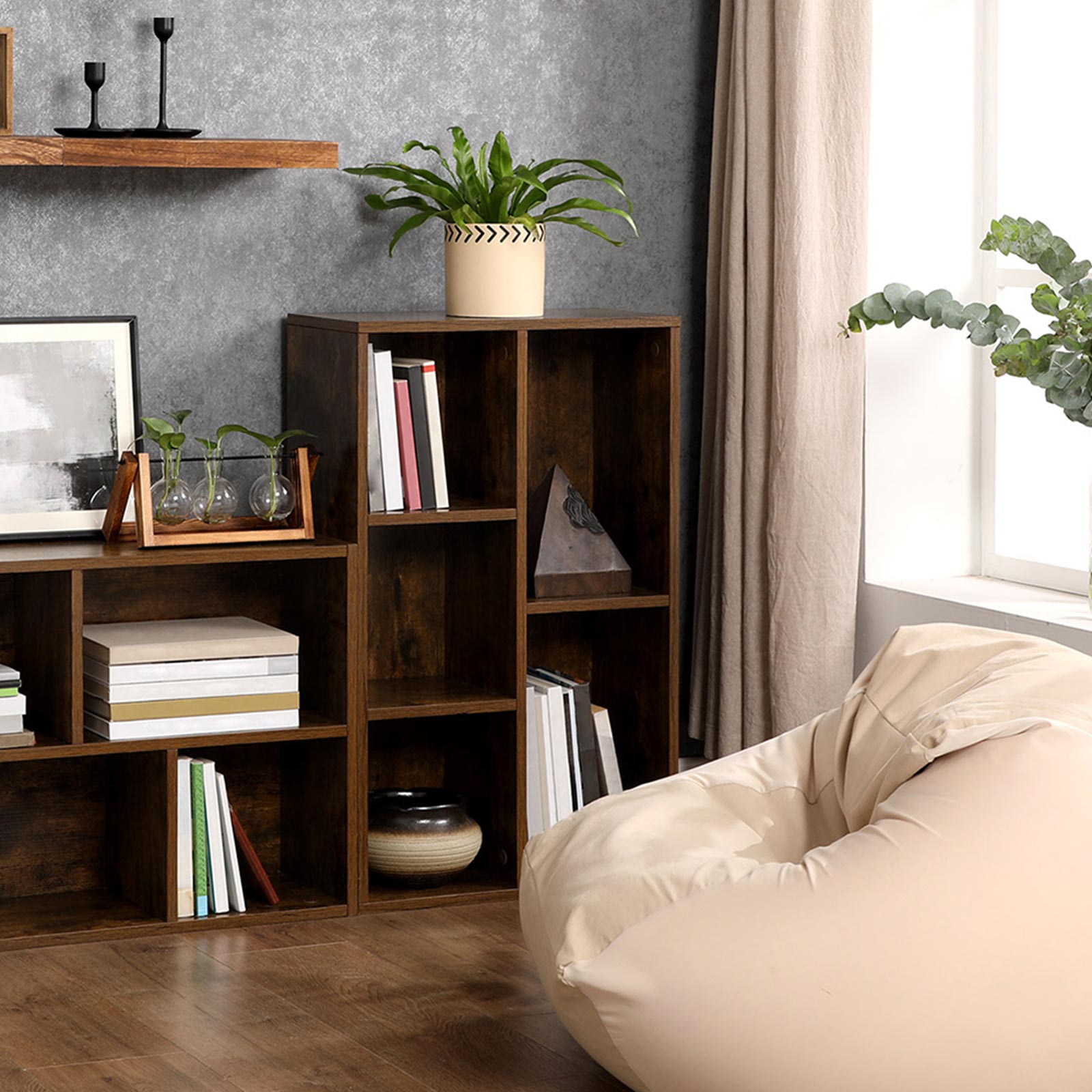 Bücherregal - Standing Bookshelf - 5 Fächer - Wohnzimmerschrank - Brown