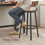 Barhocker - 2 - mit Rückenlehne - Holzsitz - braun