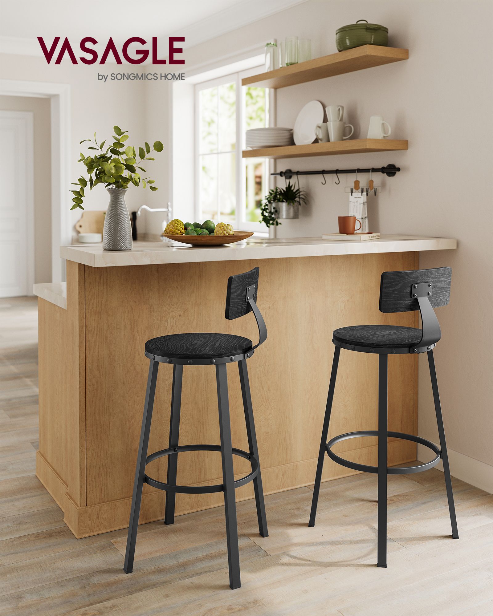 Barhocker - 2 - Industriedesign - Ebenholz schwarz
