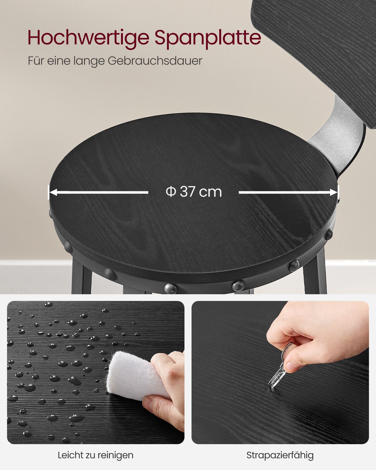 Barhocker - 2 - Industriedesign - Ebenholz schwarz