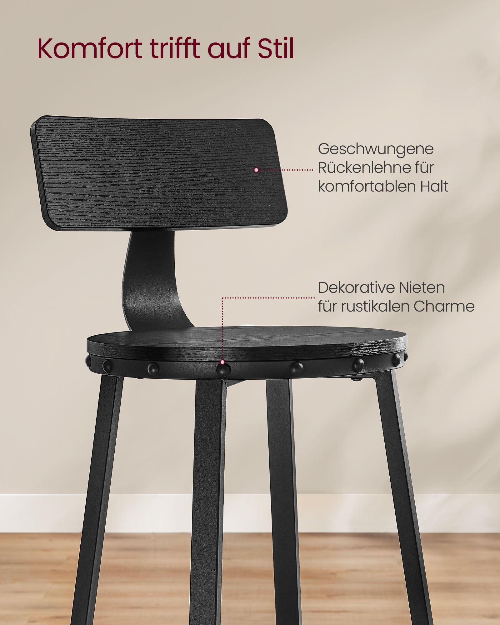 Barhocker - 2 - Industriedesign - Ebenholz schwarz