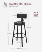 Barhocker - 2 - Industriedesign - Ebenholz schwarz