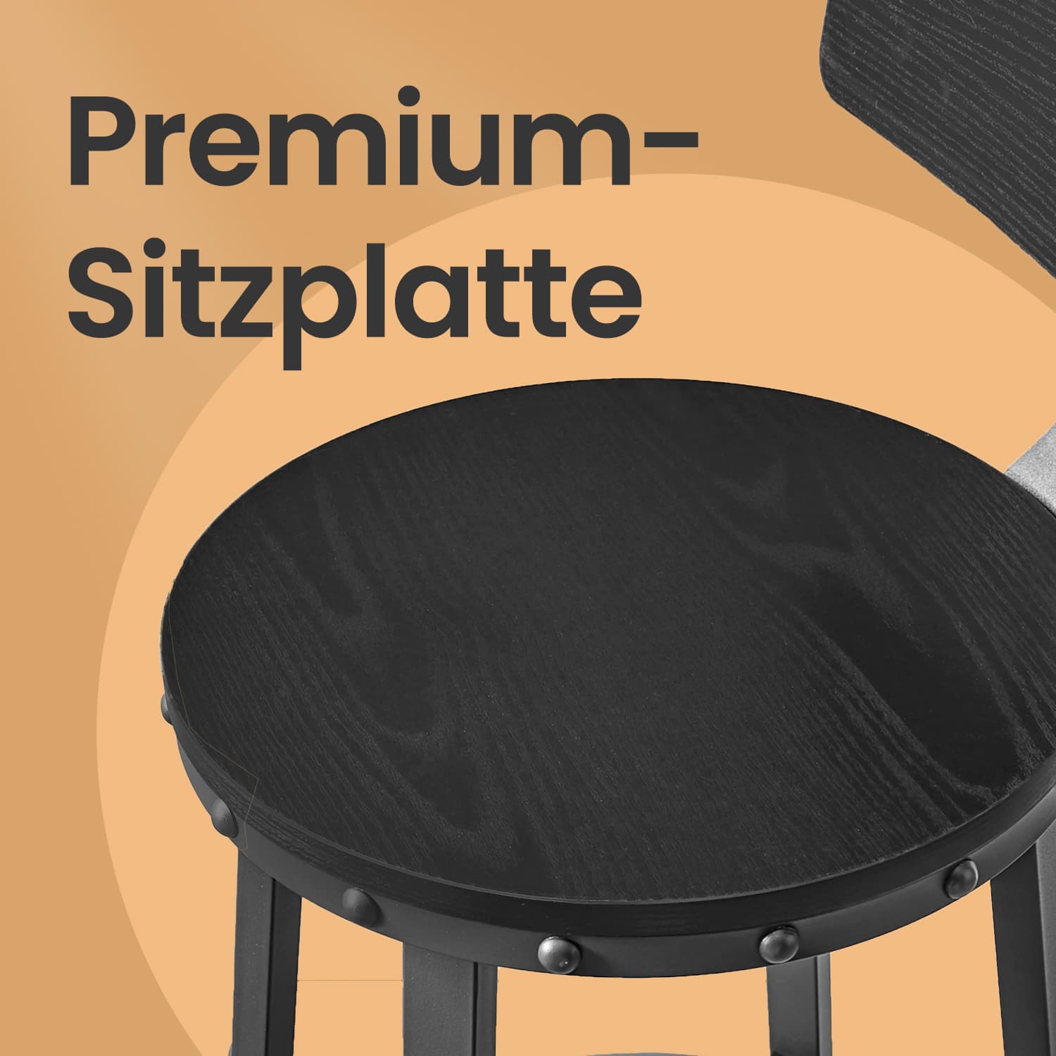 Barhocker - 2 - Industriedesign - Ebenholz - Schwarz
