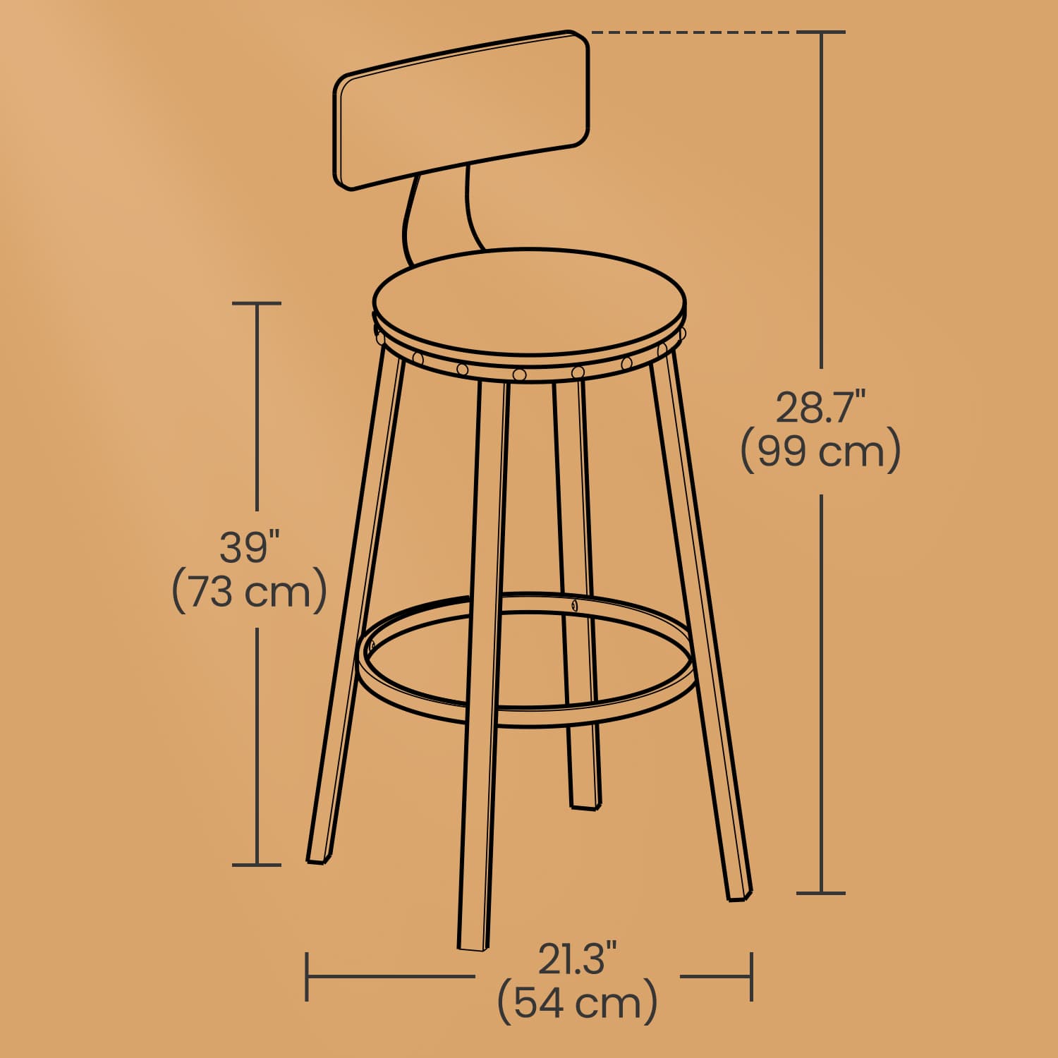 Barhocker - 2 - Industriedesign - Ebenholz - Schwarz