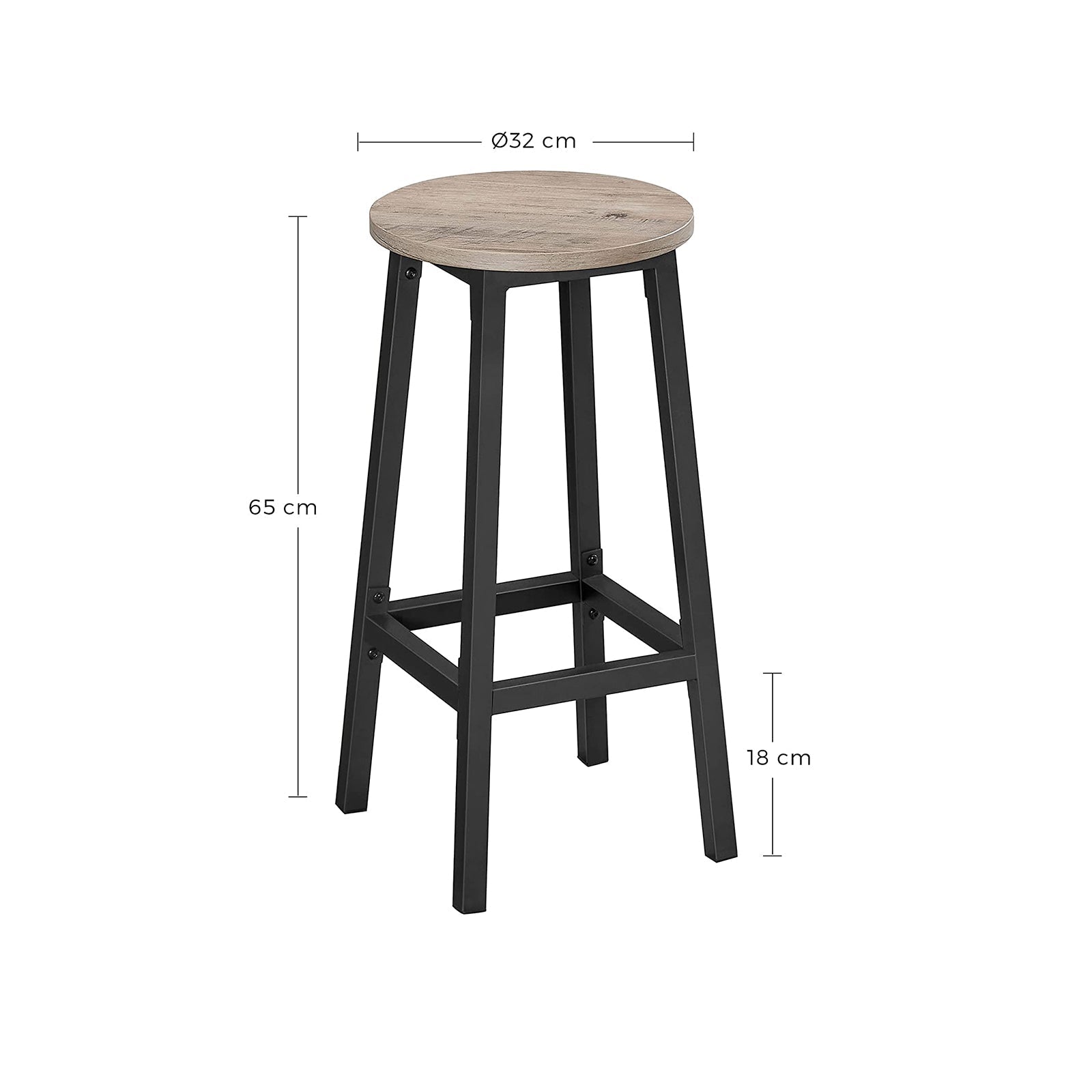 Barhocker - 2 - Stangenstühle - Höhe 65 cm - rund - mit Stahlrahmen