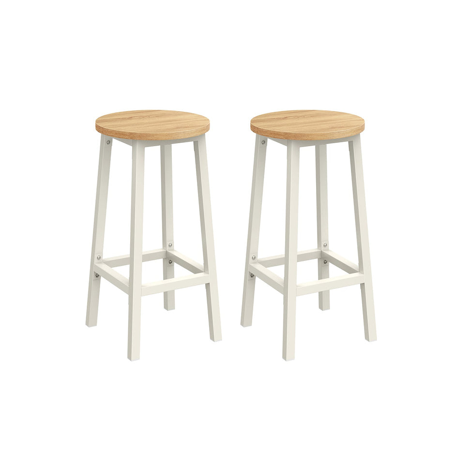 Barhocker - 2 - Stangenstühle - Höhe 65 cm - rund - mit Stahlrahmen