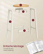 Barhocker - 2 - Ebony Black - Oak Beige - Weiß