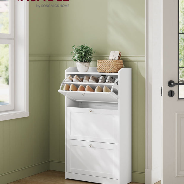 Schuhschrank mit 3 Ventilen für maximal 18 Paar Schuhe, Wolkwit