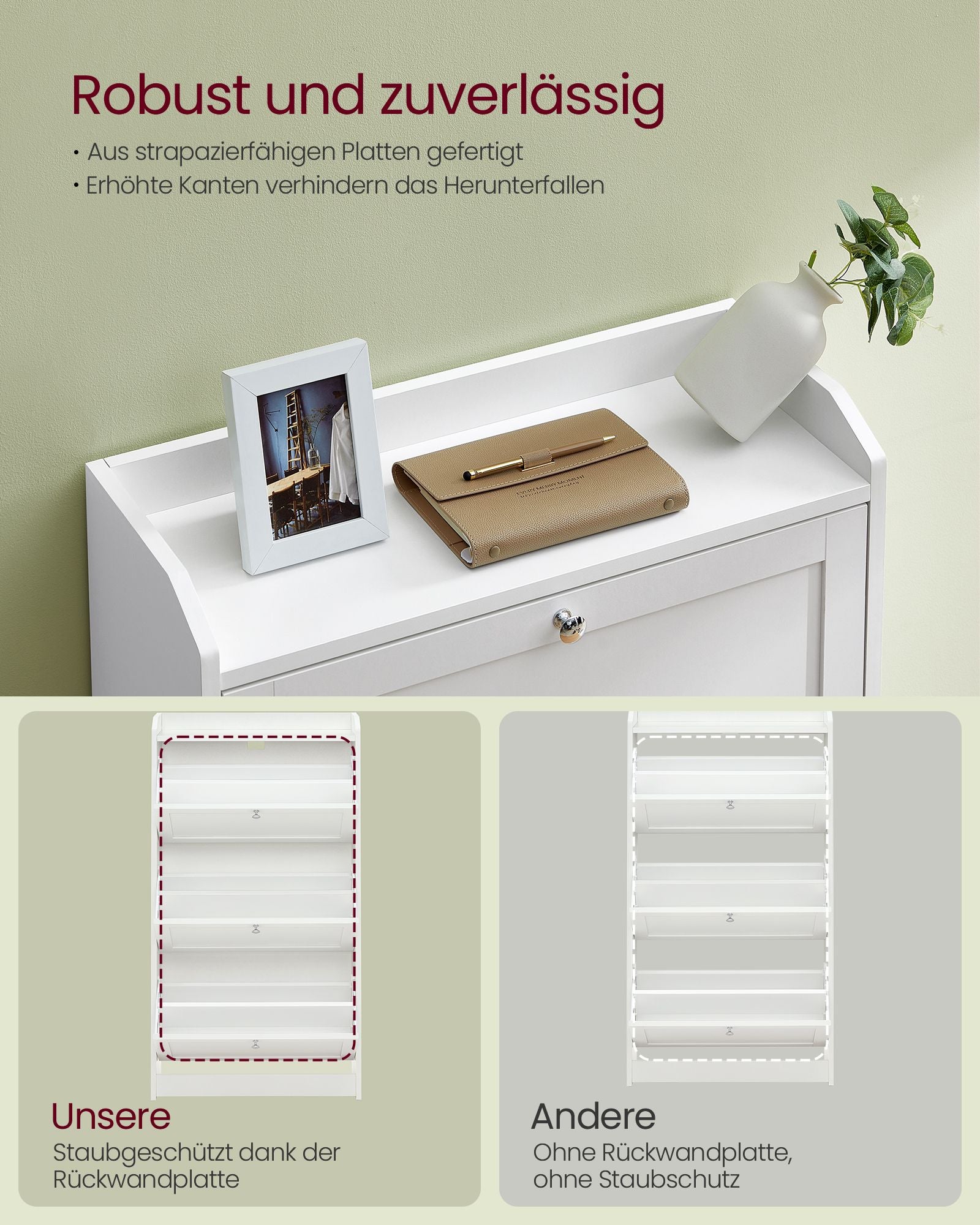 Schuhschrank mit 3 Ventilen für maximal 18 Paar Schuhe, Wolkwit