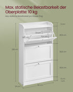 Schuhschrank mit 3 Ventilen für maximal 18 Paar Schuhe, Wolkwit