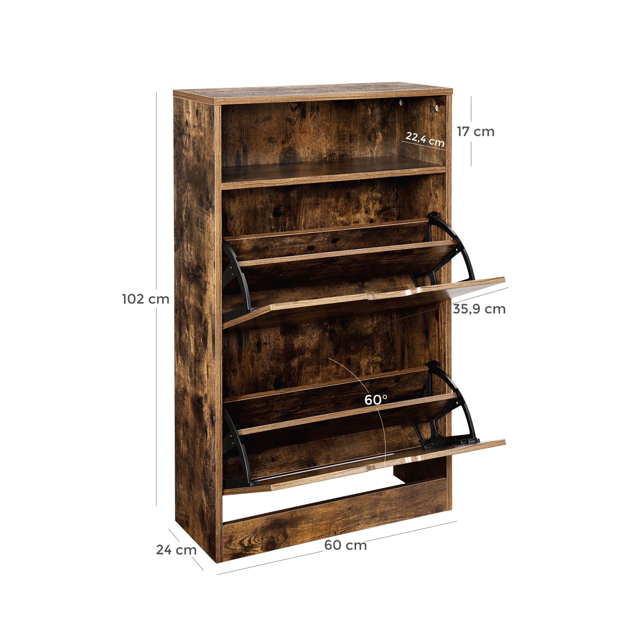 Schuhschrank - Schuhregal - Schuhaufbewahrung - rustikales Braun