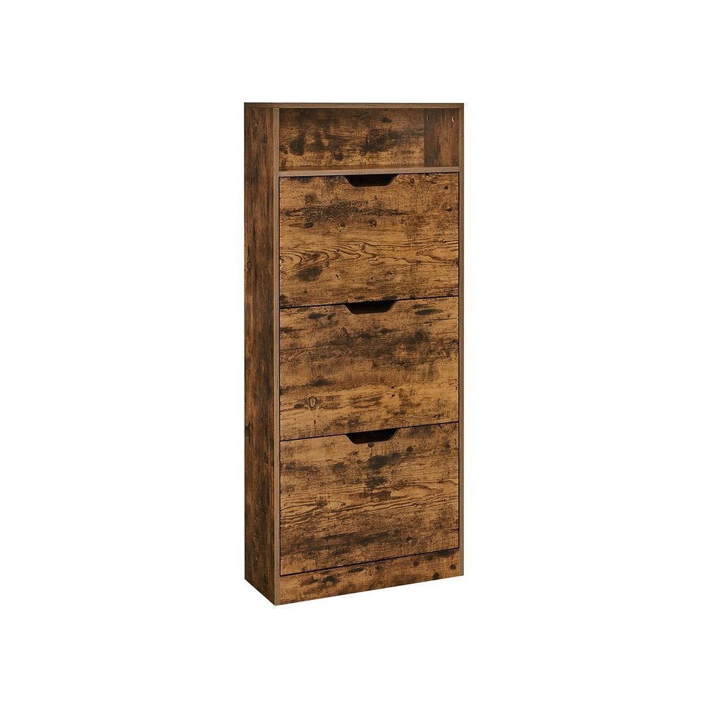 Schuhschrank - Aufbewahrungsschrank für Schuhe - 3 Fächer - aus Holz gemacht - braun