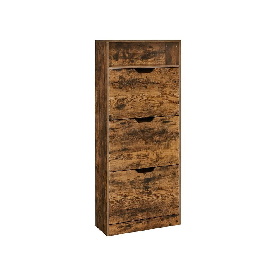 Schuhschrank - Aufbewahrungsschrank für Schuhe - 3 Fächer - aus Holz gemacht - braun