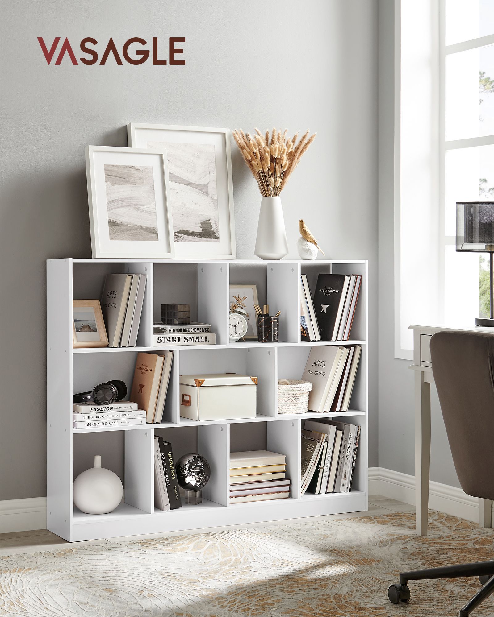 Bücherregal - mit 11 Kursen - Weiß