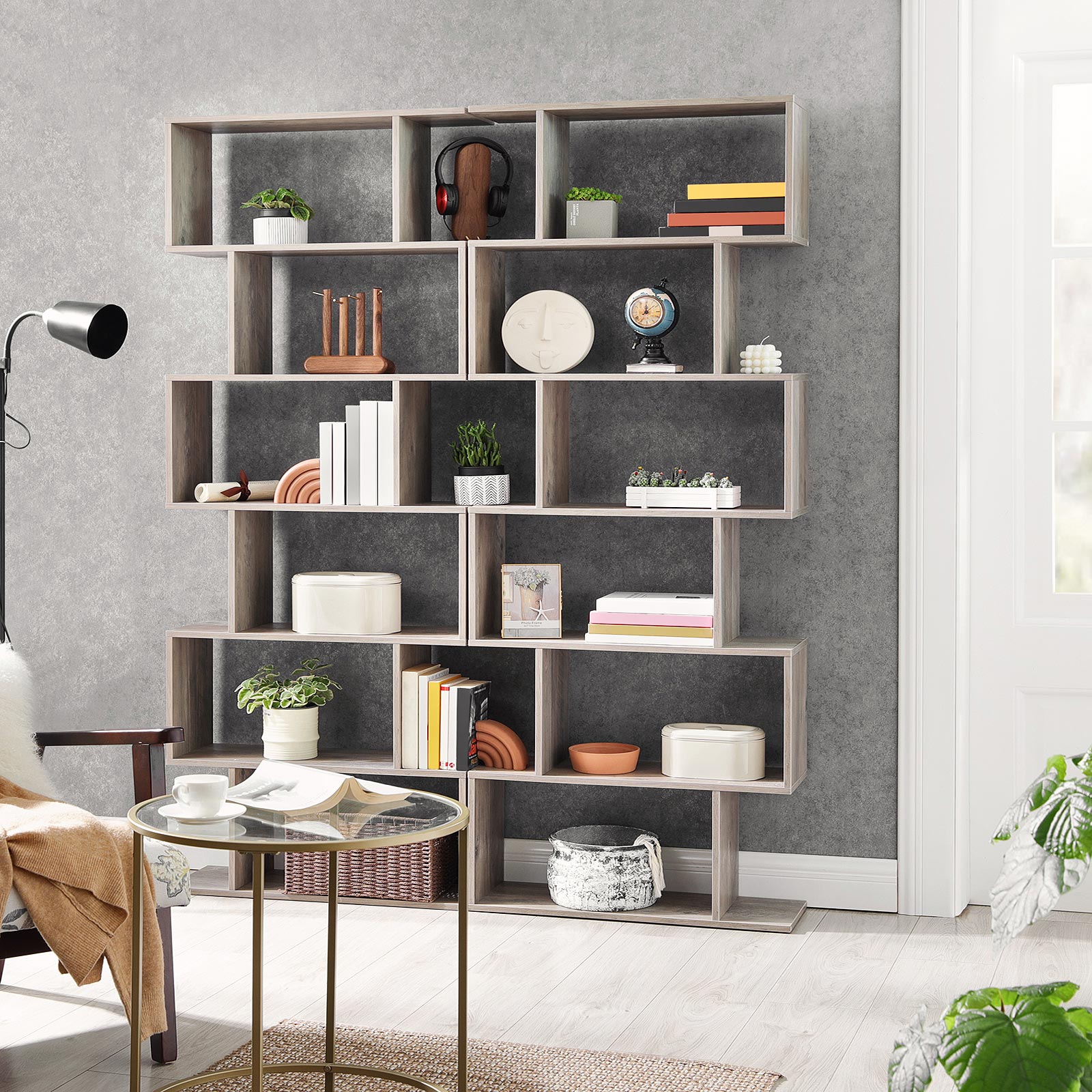 Bücherregal - Wohnzimmerschrank - Dekorschrank - Bücherregal - Grau