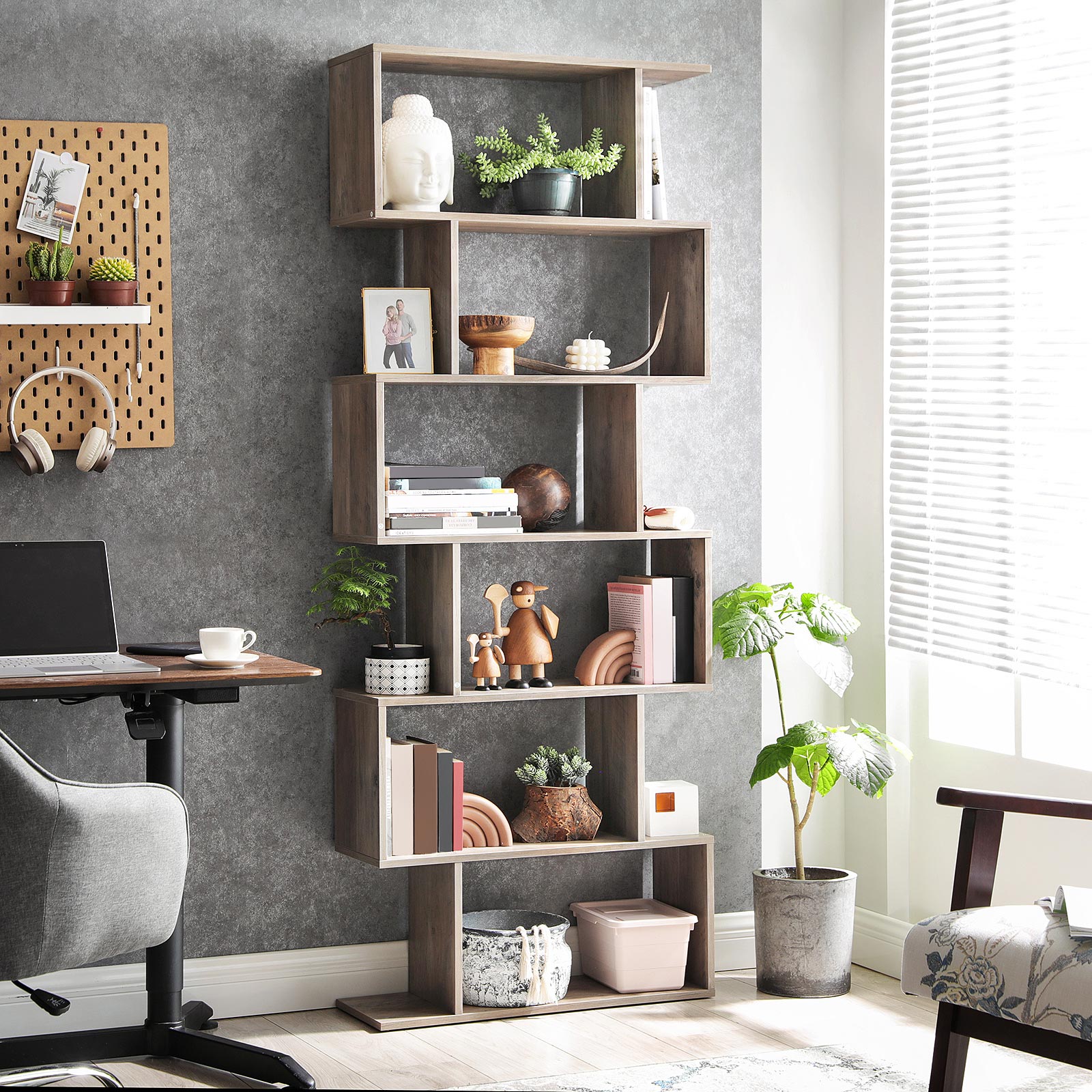 Bücherregal - Wohnzimmerschrank - Dekorschrank - Bücherregal - Grau