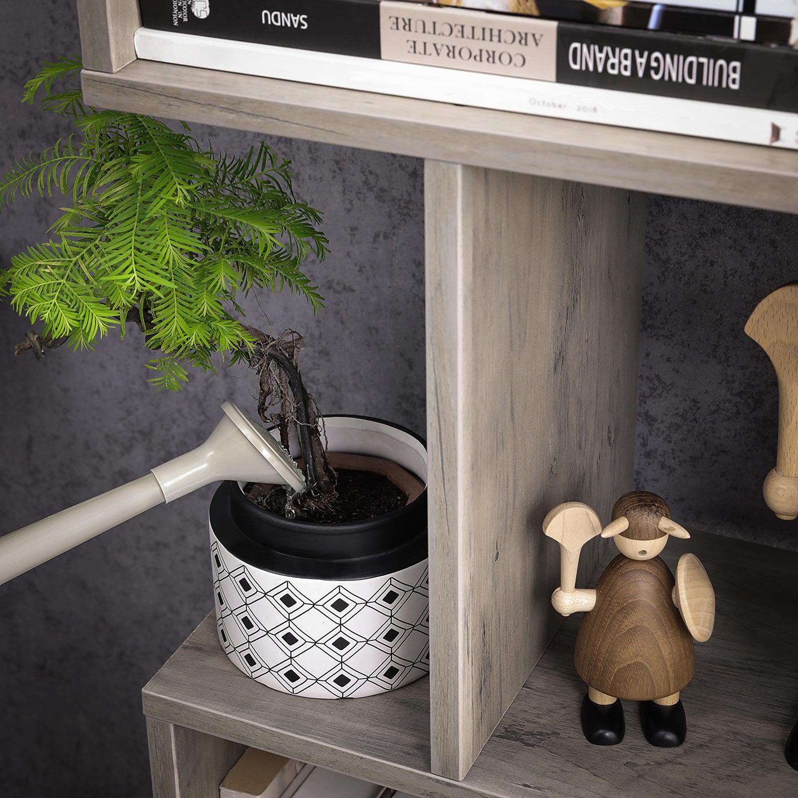 Bücherregal - Wohnzimmerschrank - Dekorschrank - Bücherregal - Grau