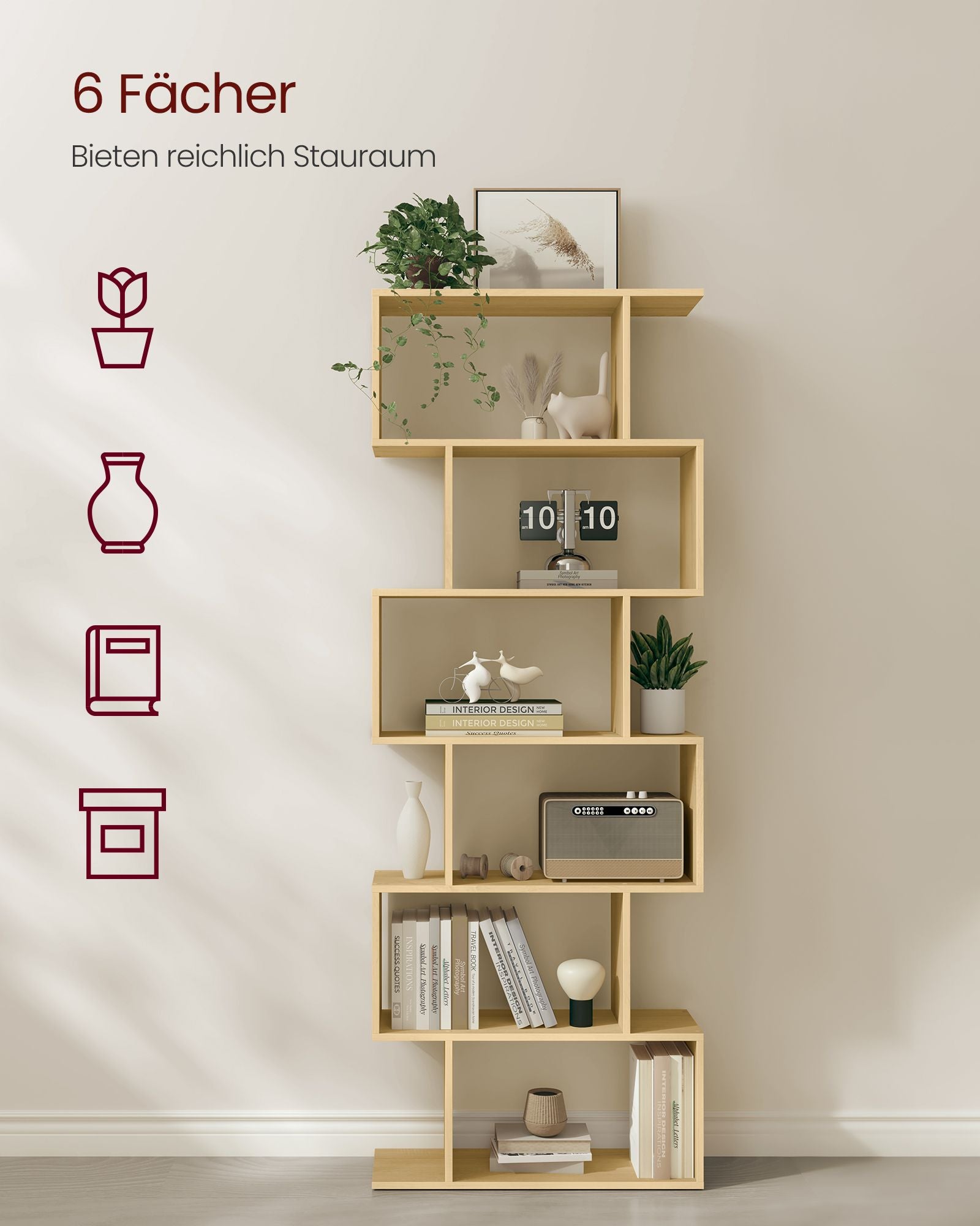 Bücherregal mit 6 Ebenen zur Ausstellung