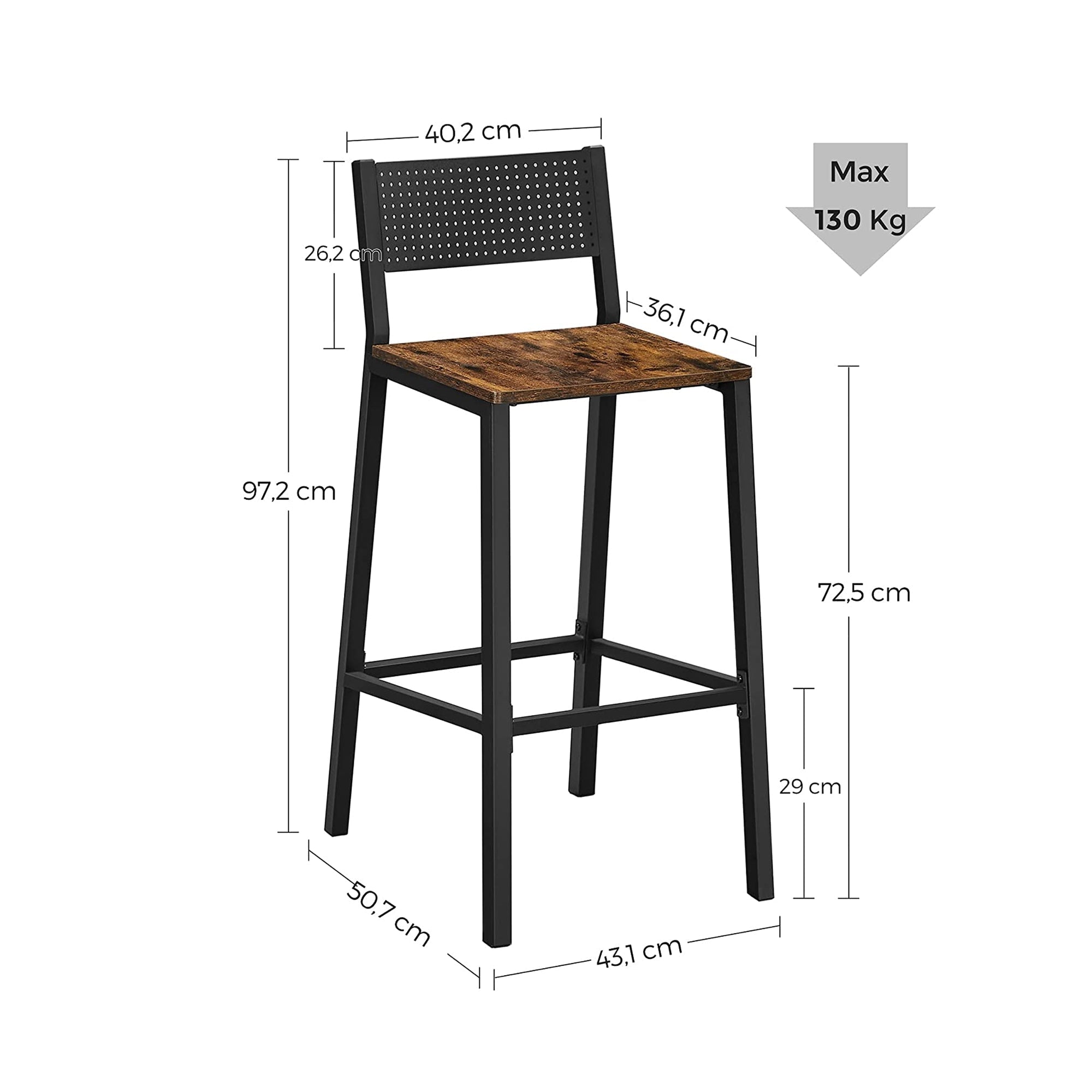 Barhocker - 2 - Küchenstühle - Vintage Brown