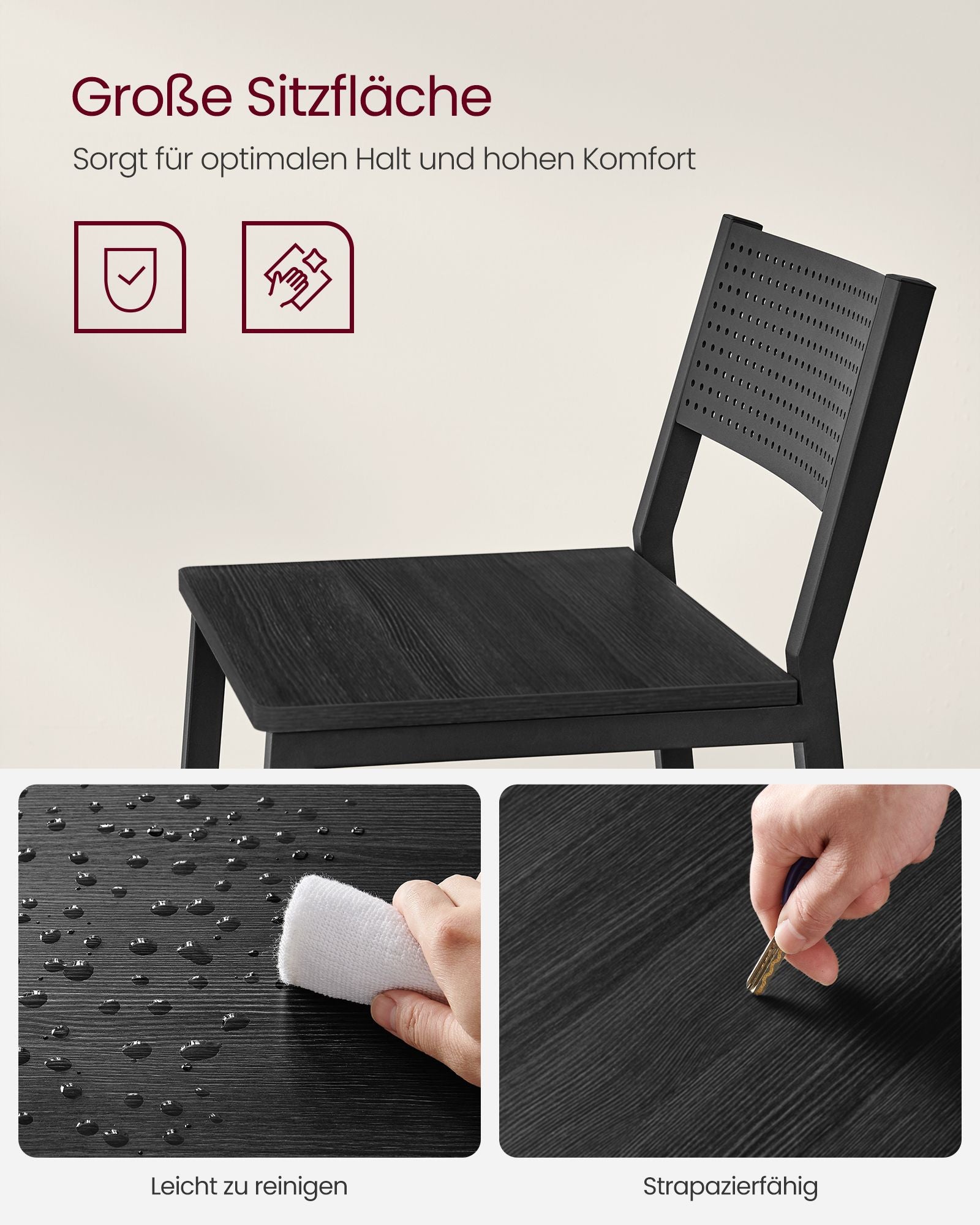 Barhocker-Industrial-Design-Set von 2-Anthrazitenschwarz