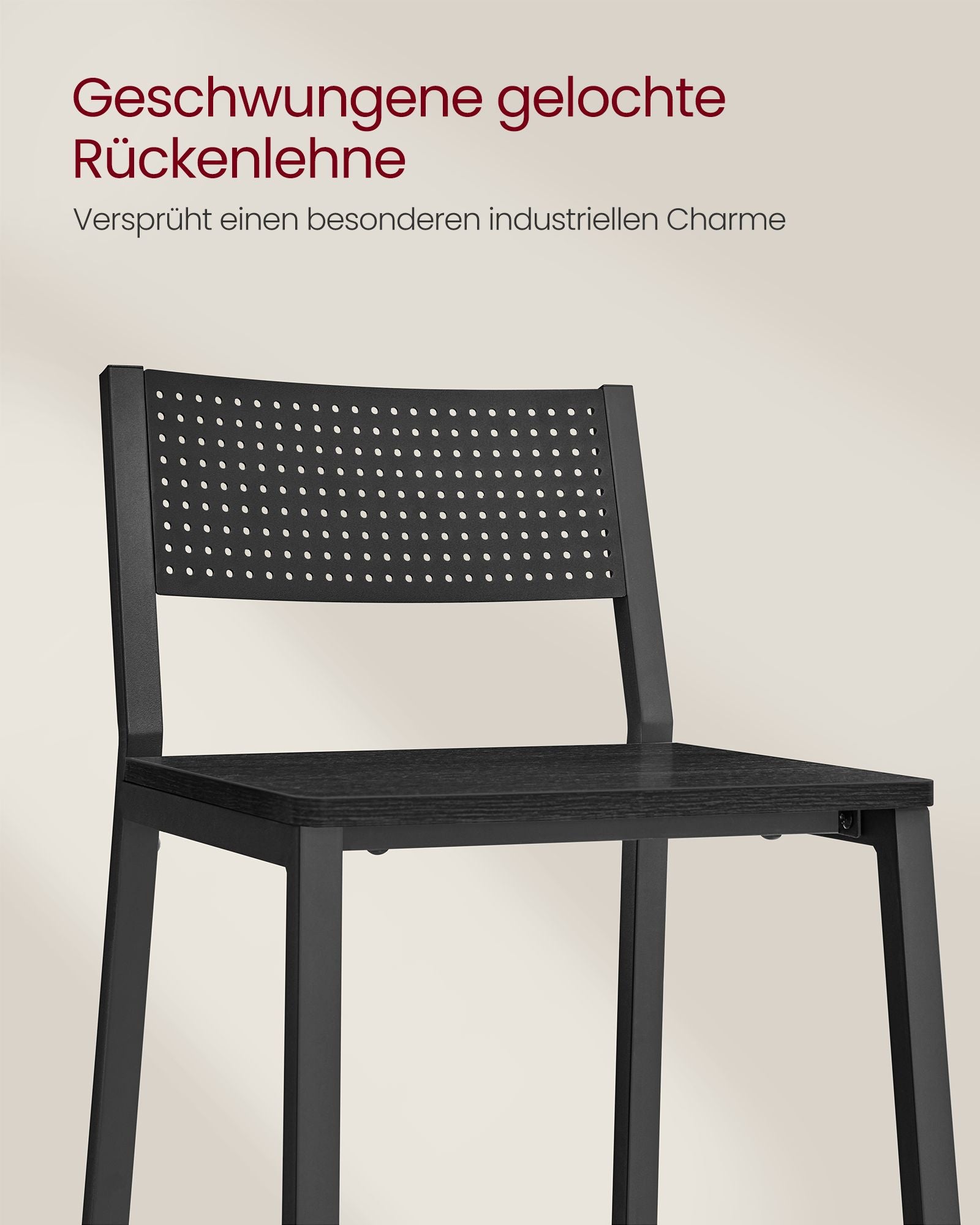 Barhocker-Industrial-Design-Set von 2-Anthrazitenschwarz
