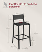 Barhocker-Industrial-Design-Set von 2-Anthrazitenschwarz