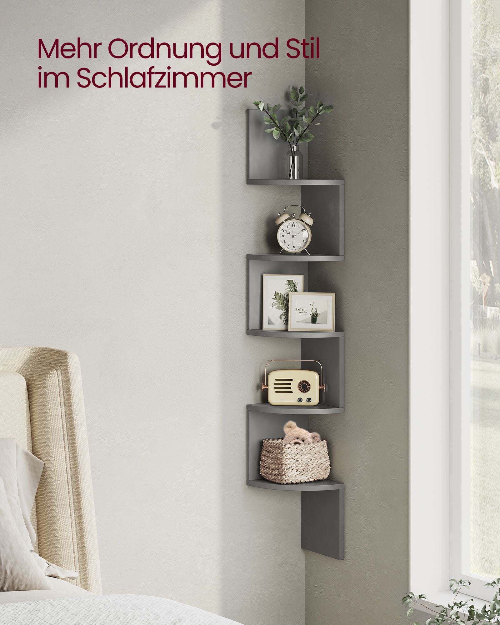 Wandregal mit 5 Regalen für Pflanzen und CDs