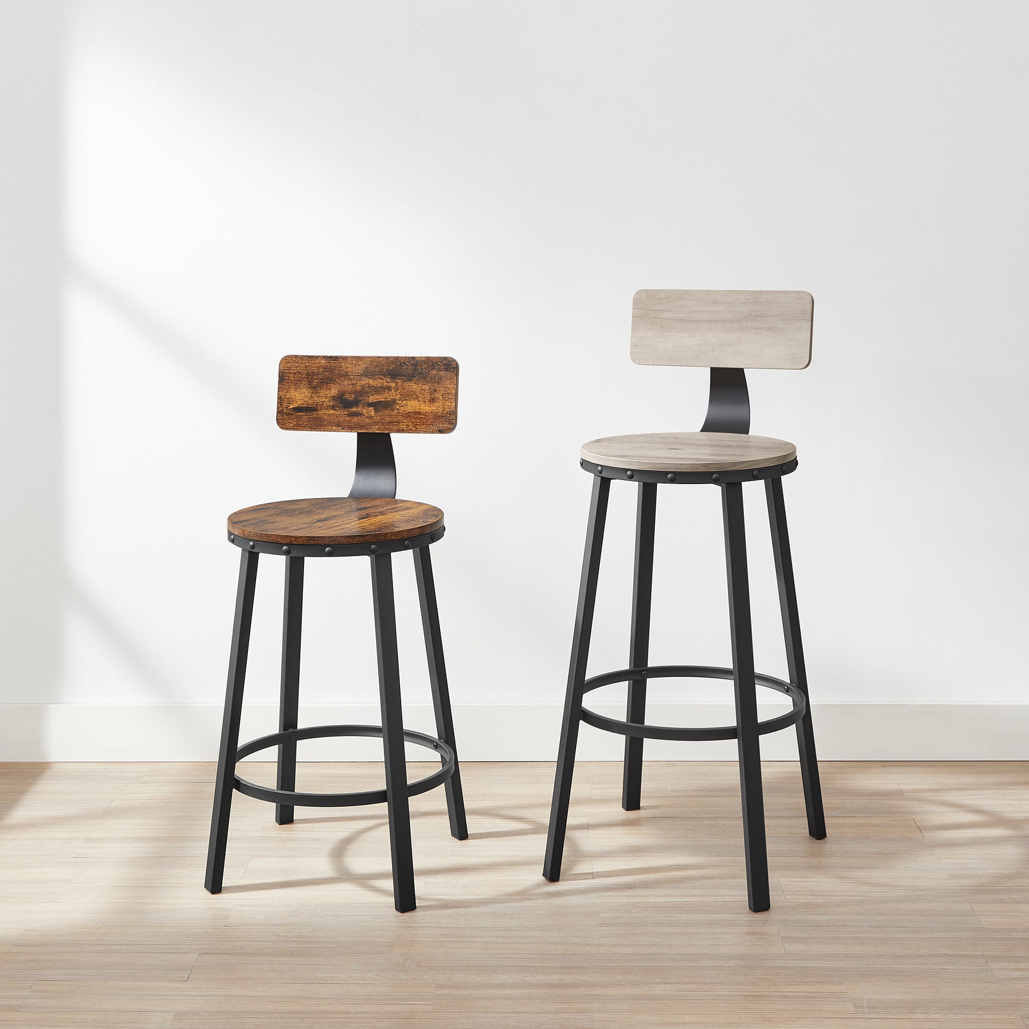 Barhocker - 2 - Industriedesign - Vintage Brown / Schwarz
