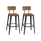 Barhocker - Barstühle - Küchenstühle - 2 - mit Rückenlehne - Stahlrahmen - Brown Black