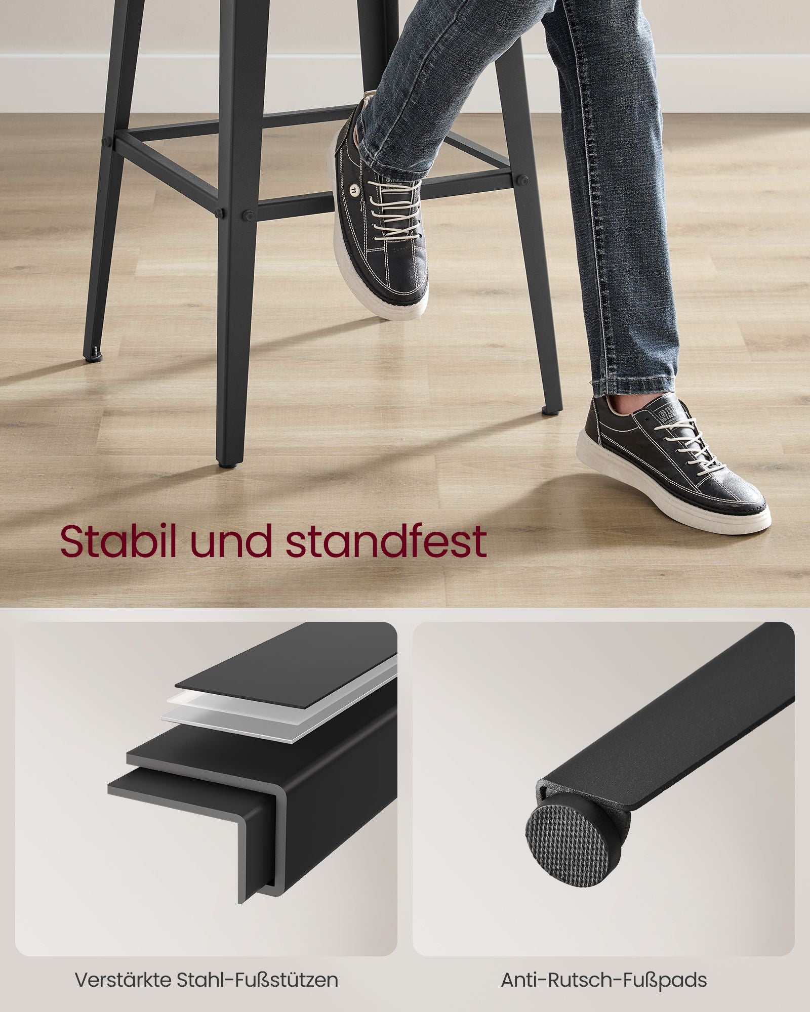 Bar Stuhlset 2 mit Rückenlehne AS-Schwarz-Tinte schwarz