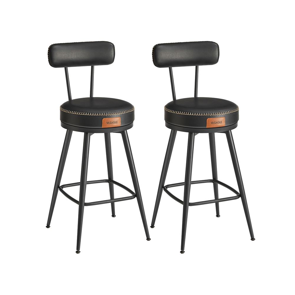 Barhocker - Barstühle - 2 - Metallrahmen - mit Rückenlehne - schwarz