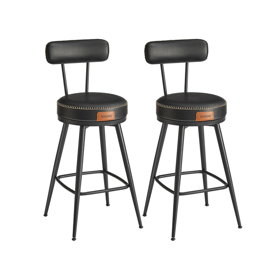 Barhocker - Barstühle - 2 - Metallrahmen - mit Rückenlehne - schwarz