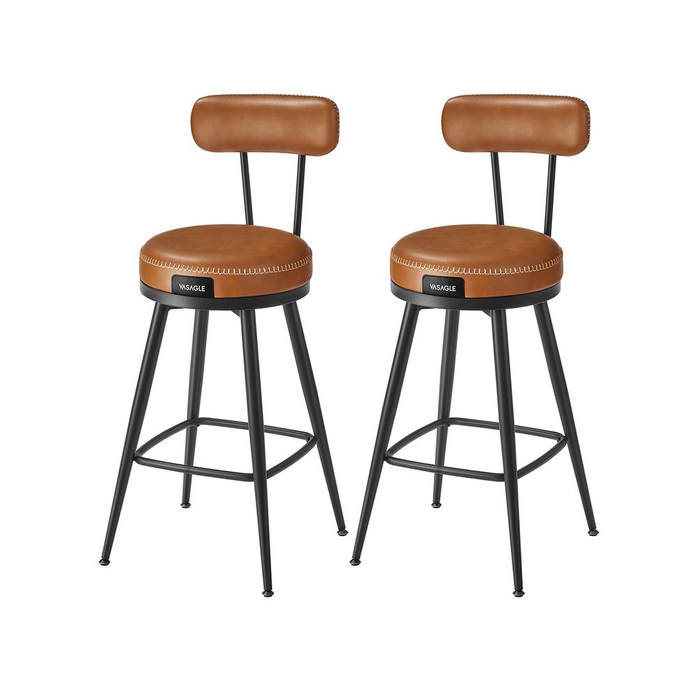 Barhocker - Barstühle - 2 - Metallrahmen - mit Rückenlehne - Brown