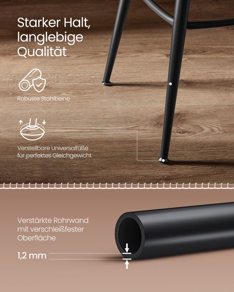 Barhocker - Barstühle - 2 - Metallrahmen - mit Rückenlehne - Brown