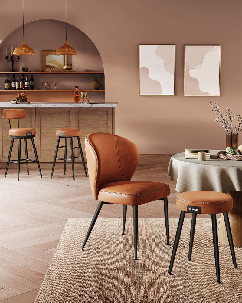 Barhocker - Barstühle - 2 - Metallrahmen - mit Rückenlehne - Brown