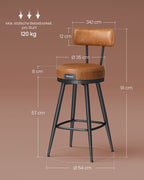 Barhocker - Barstühle - 2 - Metallrahmen - mit Rückenlehne - Brown