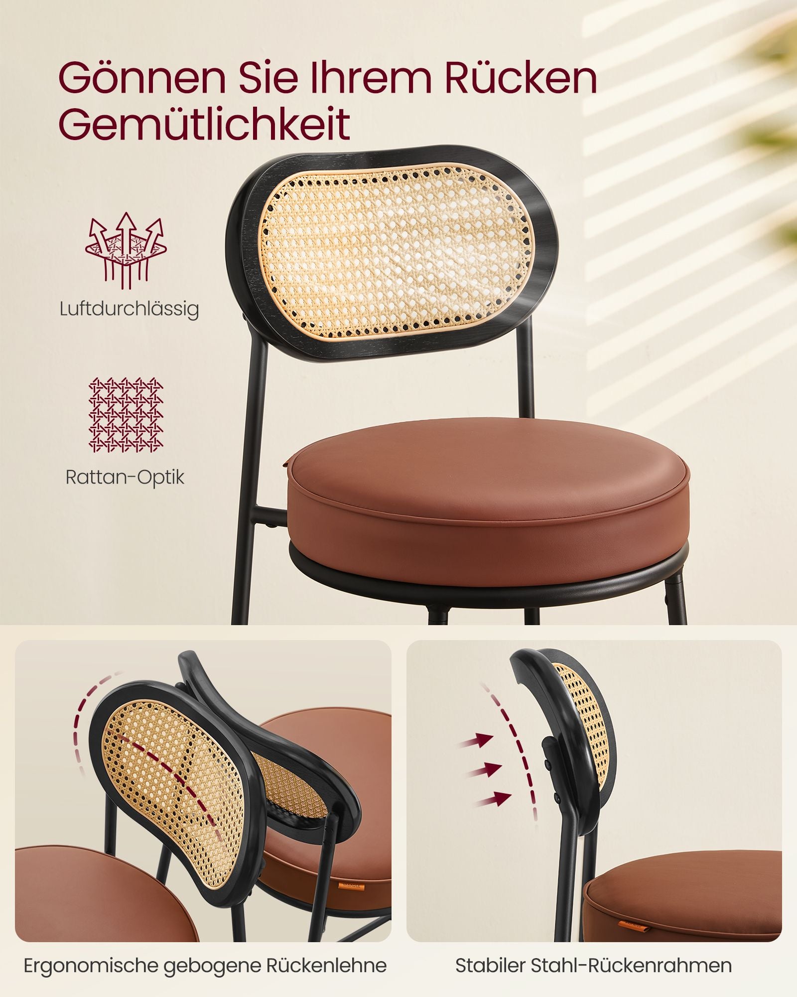 Barhocker Set von 2 - Hochhocker - Bent Back ausgewählt - Frühstücksbar
