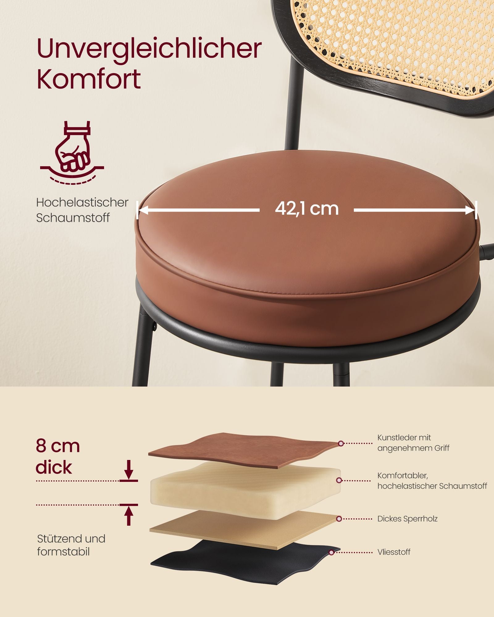 Barhocker Set von 2 - Hochhocker - Bent Back ausgewählt - Frühstücksbar