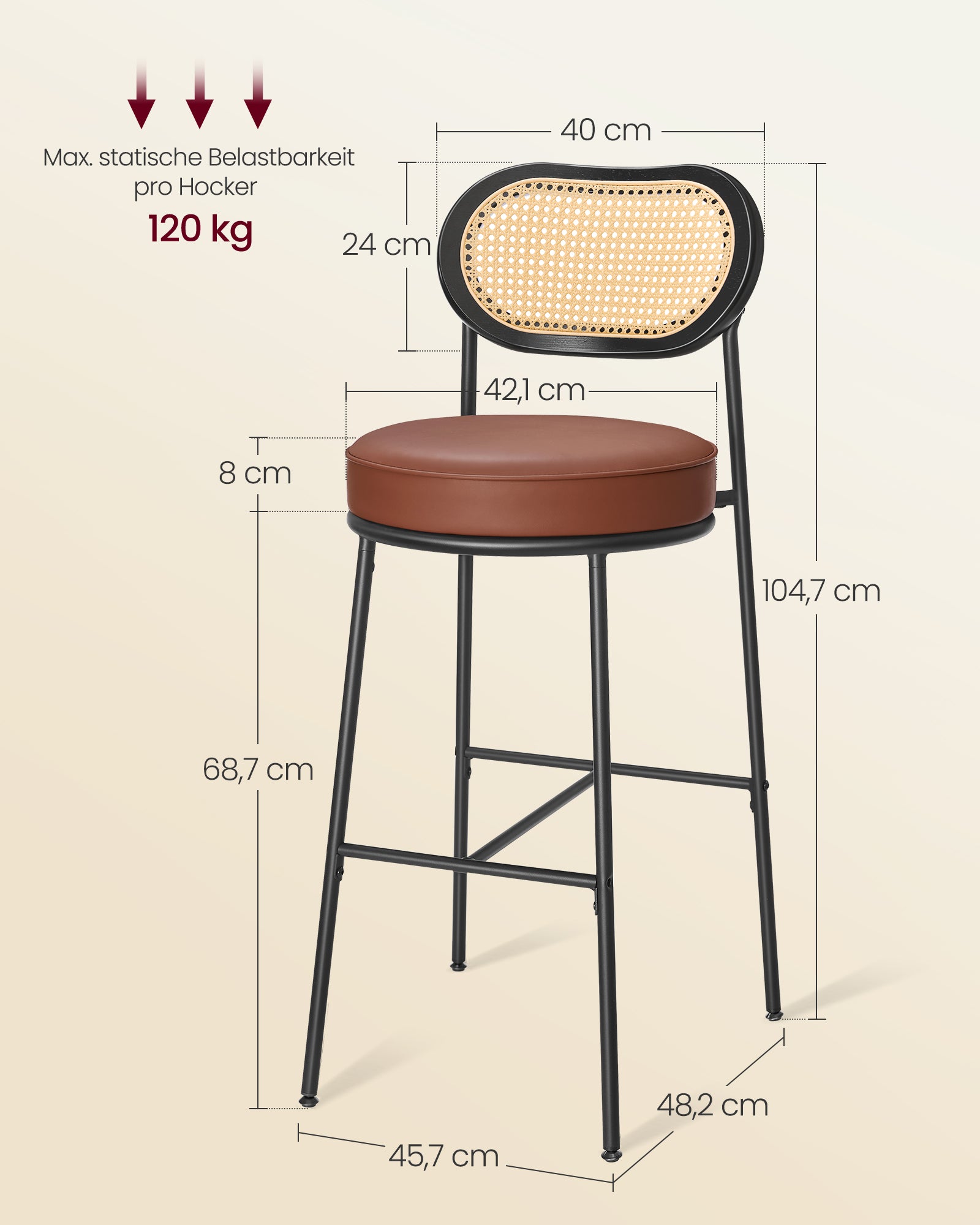 Barhocker Set von 2 - Hochhocker - Bent Back ausgewählt - Frühstücksbar