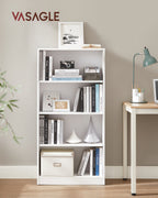 Bücherregal - 4 Level - Verstellbare Regale - Weiß