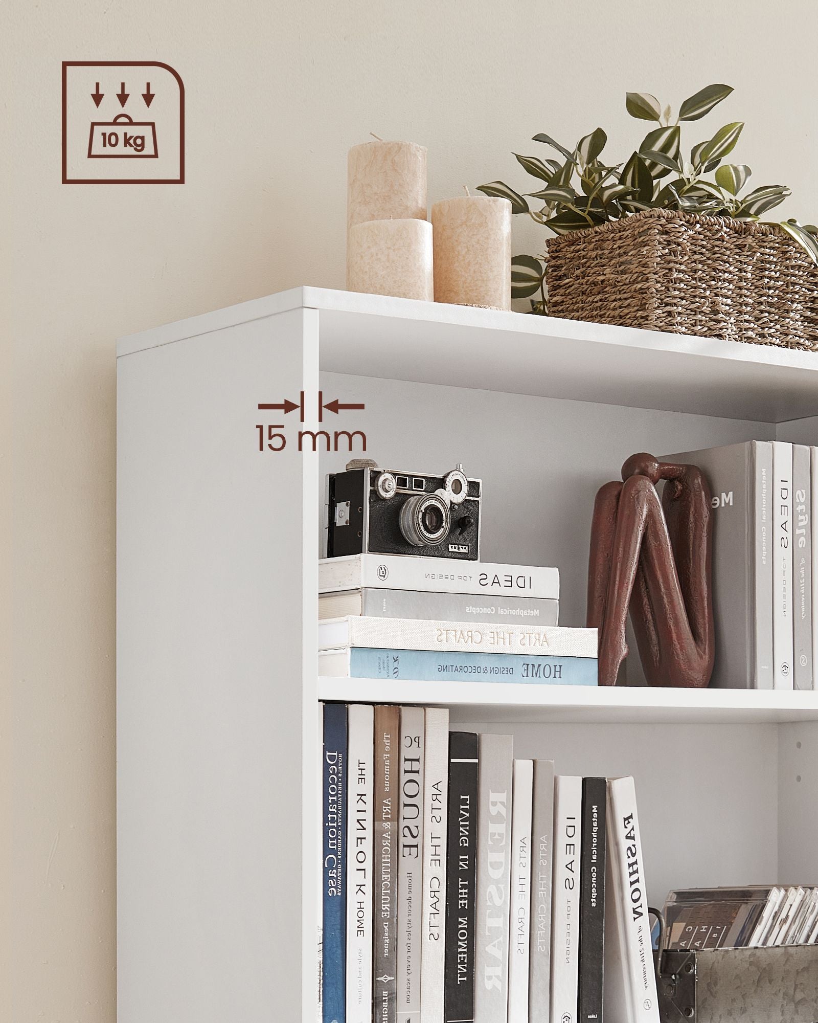 Bücherregal - 4 Level - Verstellbare Regale - Weiß